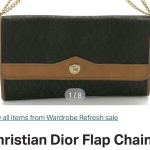 Christian Dior Flap Chain Shoulder Bag in Honeycomb Canvas and Leather